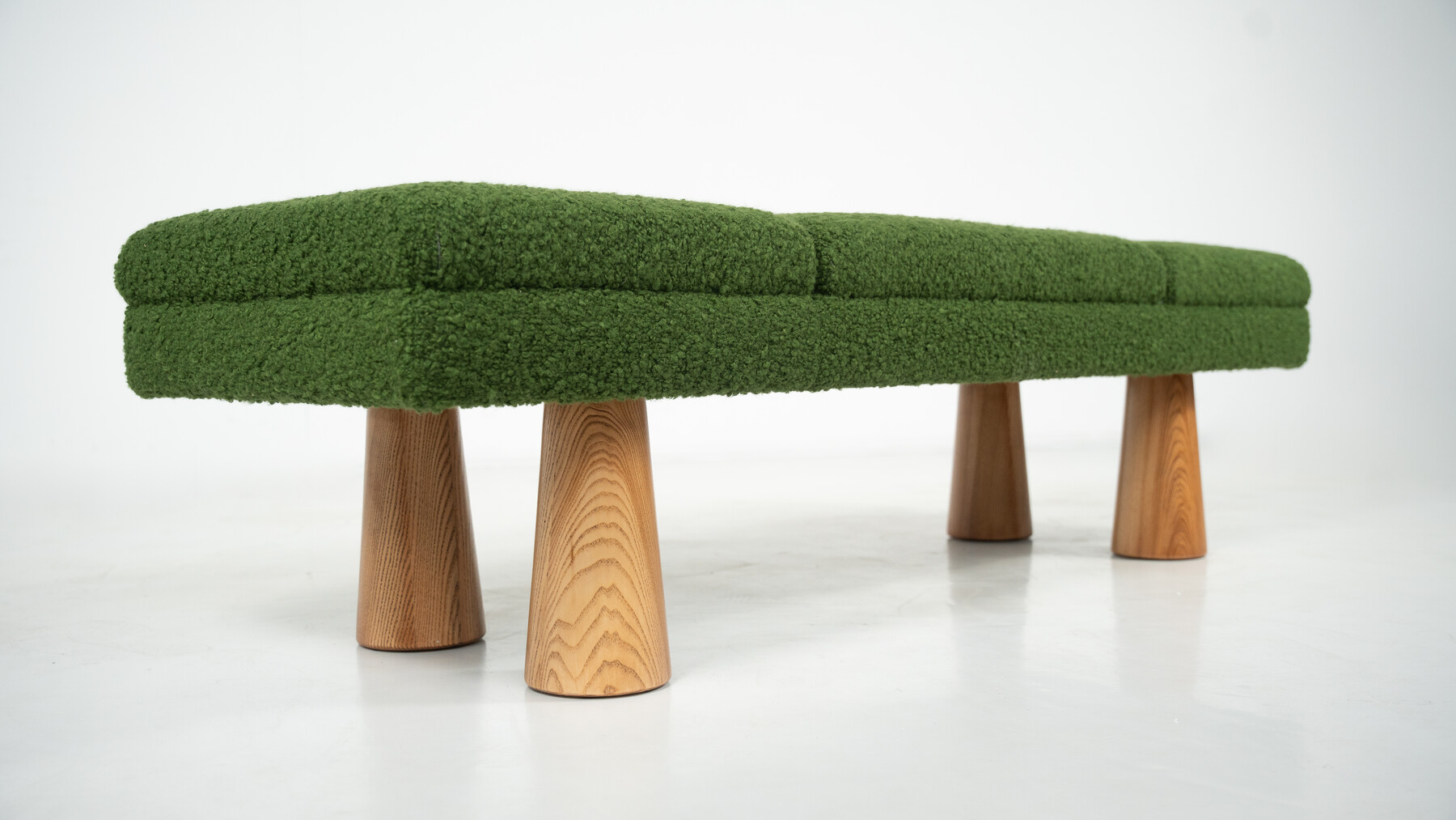 Contemporary green bench, wood and fabric, Italy