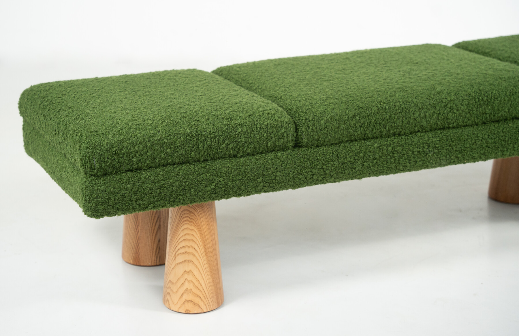 Contemporary green bench, wood and fabric, Italy