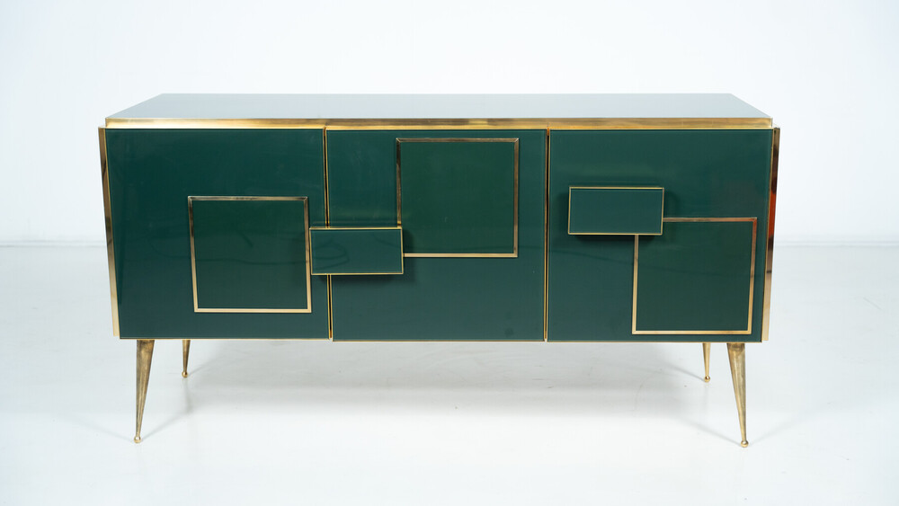 Contemporary Green Sideboard - Wood And Glass 