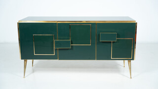 Contemporary Green Sideboard - Wood And Glass 