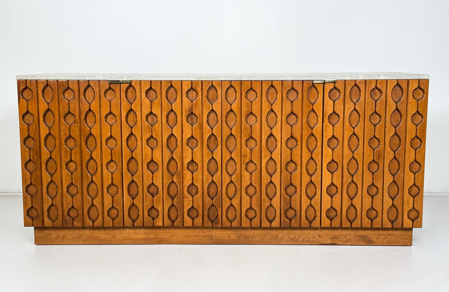 Contemporary sideboard in wood and travertine, Italy