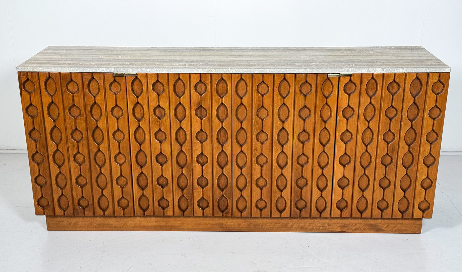 Contemporary sideboard in wood and travertine, Italy