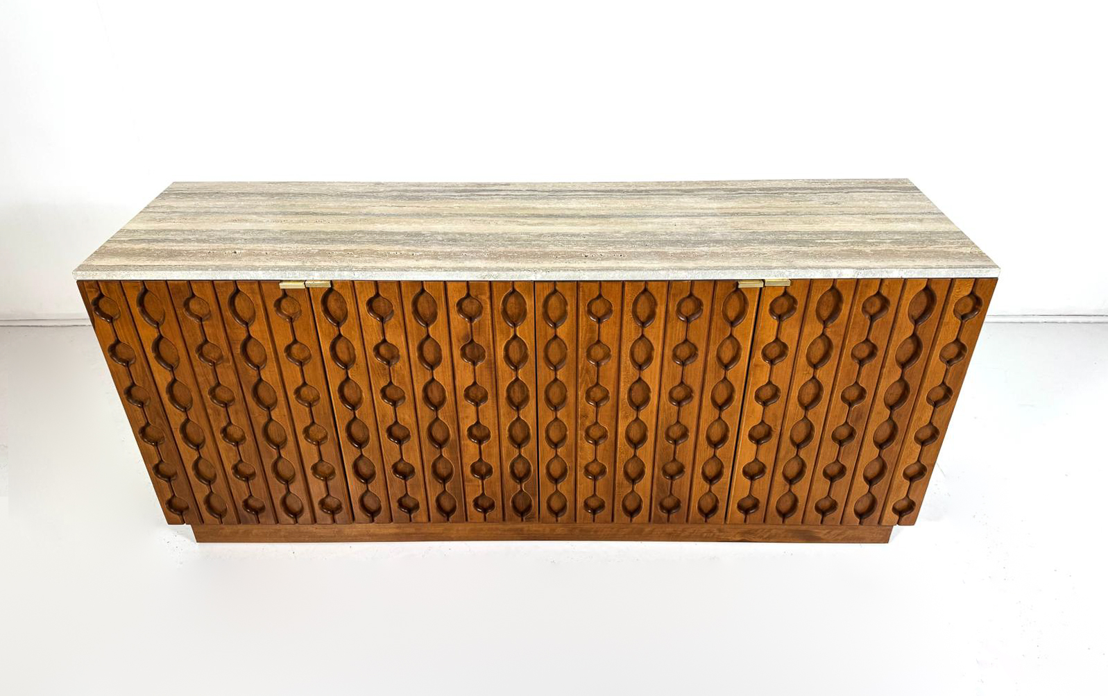 Contemporary sideboard in wood and travertine, Italy