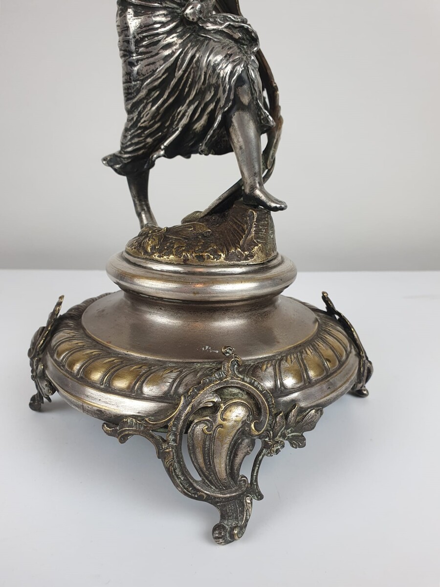 Cornucopia in horn and silver metal, late 19th