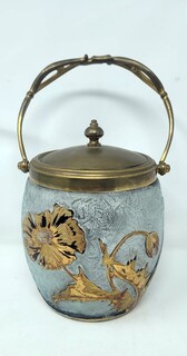 Crystal candy box - acid-etched floral decoration - art nouveau