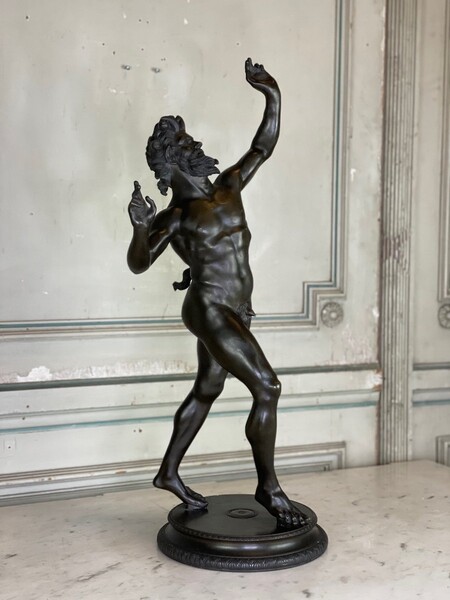 Dancing Faun, Bronze After The Antique , H. 69cm XIXth Century