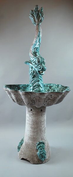 Dolphin fountain - glazed ceramic