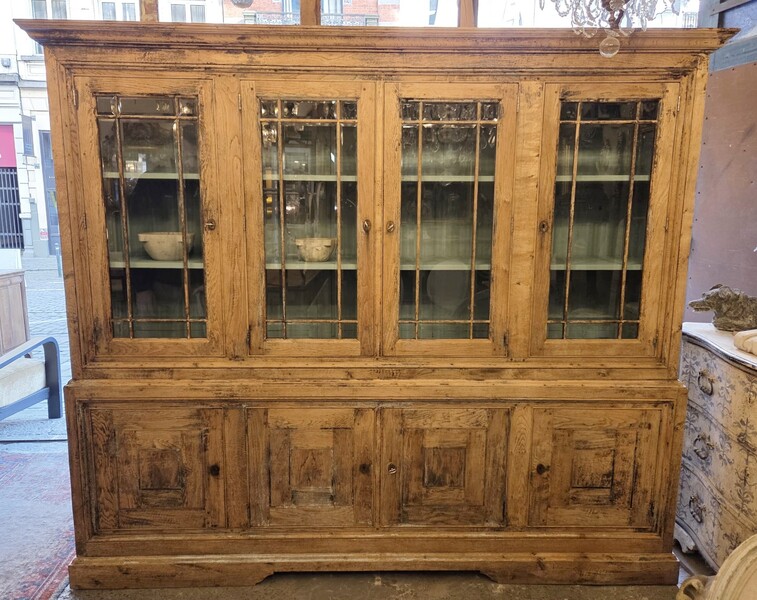 Double-bodied bookcase in patinated wood, late 19th/early 20th century