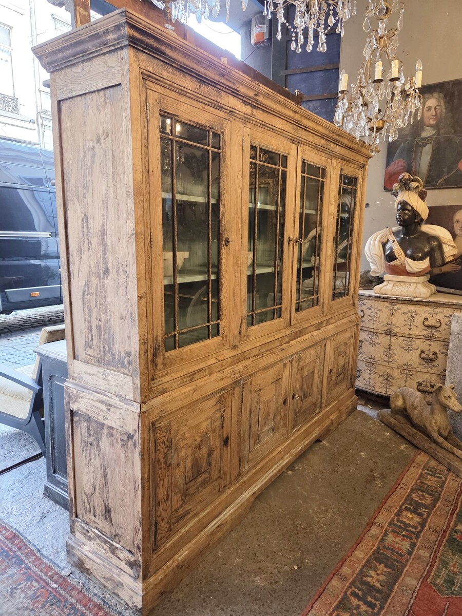 Double-bodied bookcase in patinated wood, late 19th/early 20th century