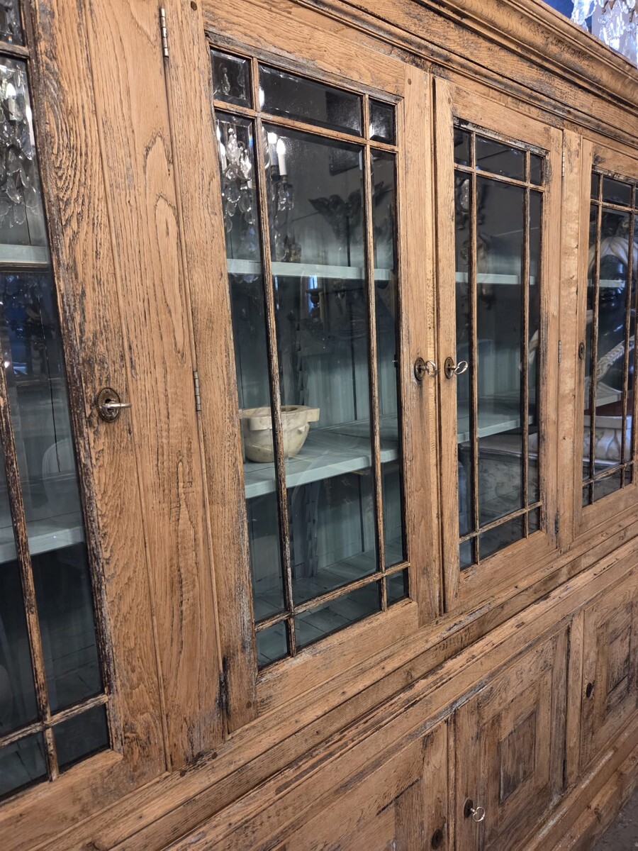 Double-bodied bookcase in patinated wood, late 19th/early 20th century