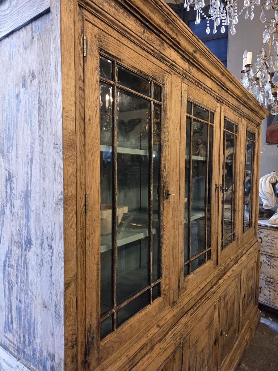 Double-bodied bookcase in patinated wood, late 19th/early 20th century