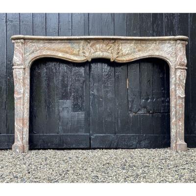 Early 19th C. Louis XV style fireplace in gray ardennes marble
