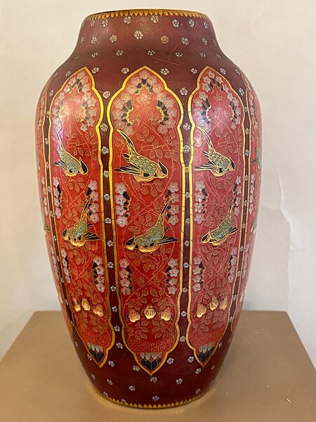 Emile Fischer, Budapest—Art Nouveau Vase with Japanese-inspired Decor, circa 1905–1910