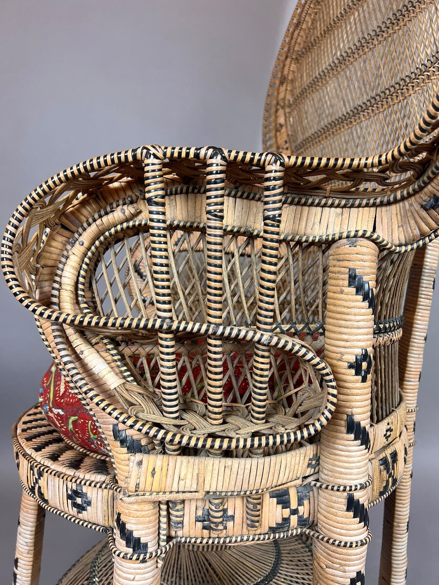  Emmanuelle Peacock Armchair with Ottoman, circa 1970