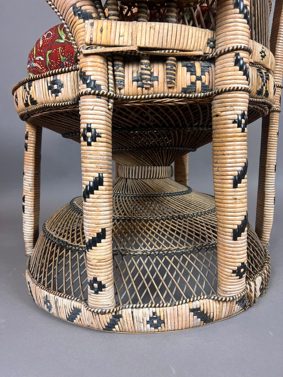  Emmanuelle Peacock Armchair with Ottoman, circa 1970