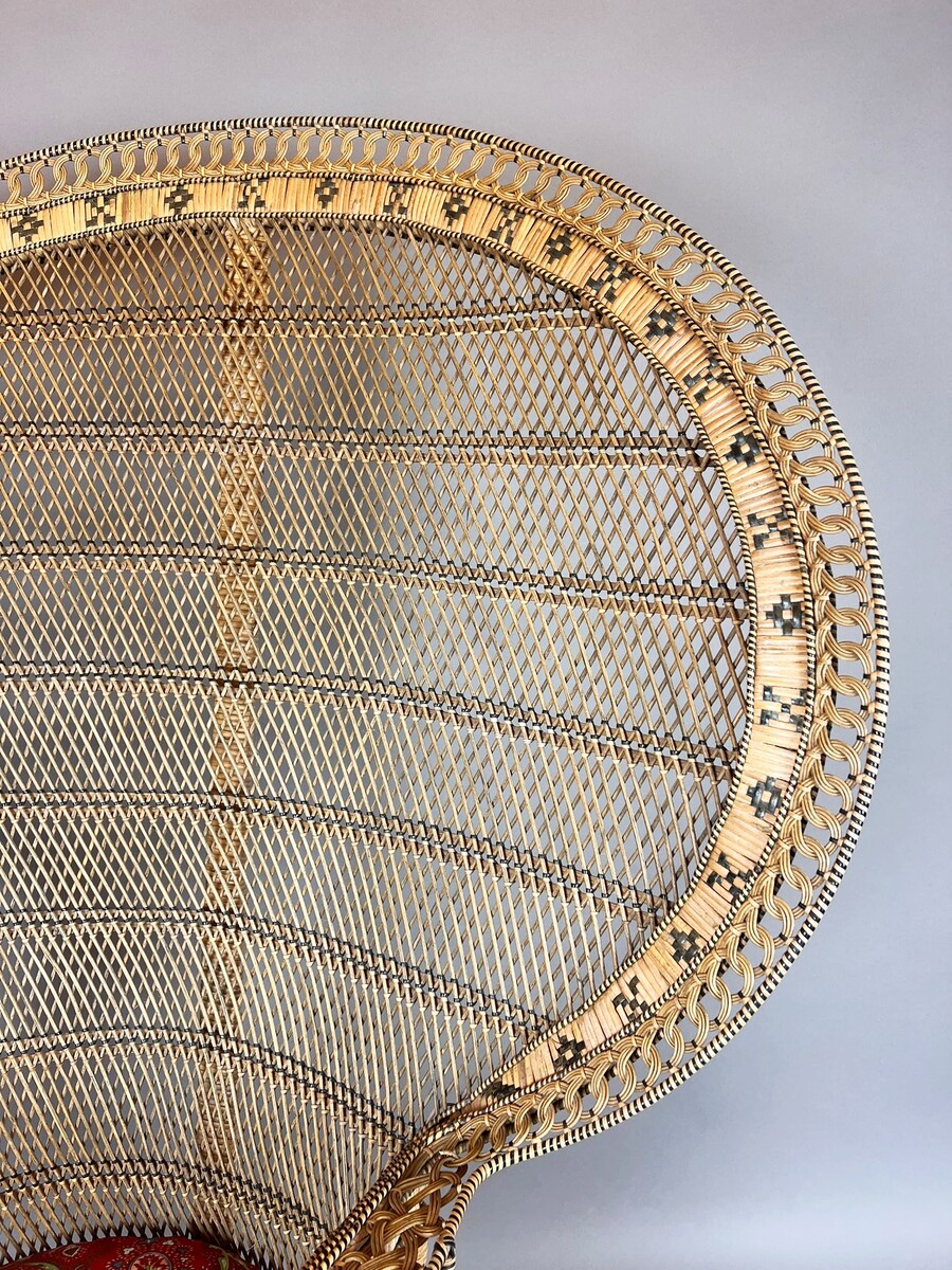  Emmanuelle Peacock Armchair with Ottoman, circa 1970