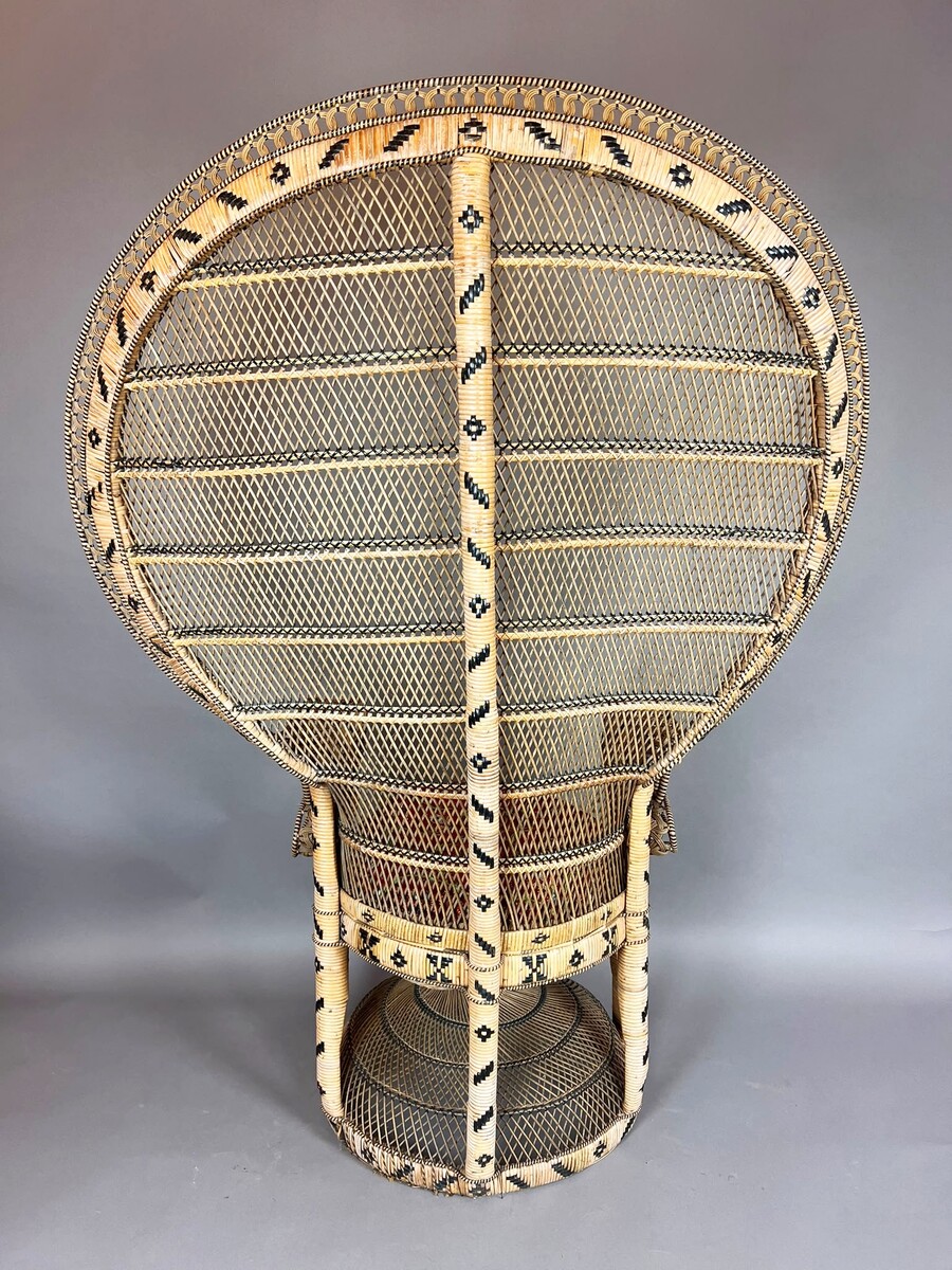  Emmanuelle Peacock Armchair with Ottoman, circa 1970