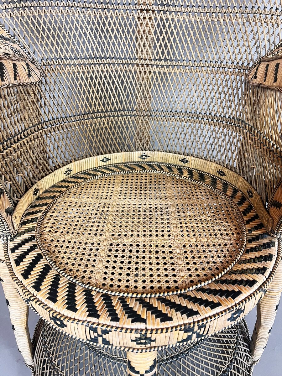  Emmanuelle Peacock Armchair with Ottoman, circa 1970