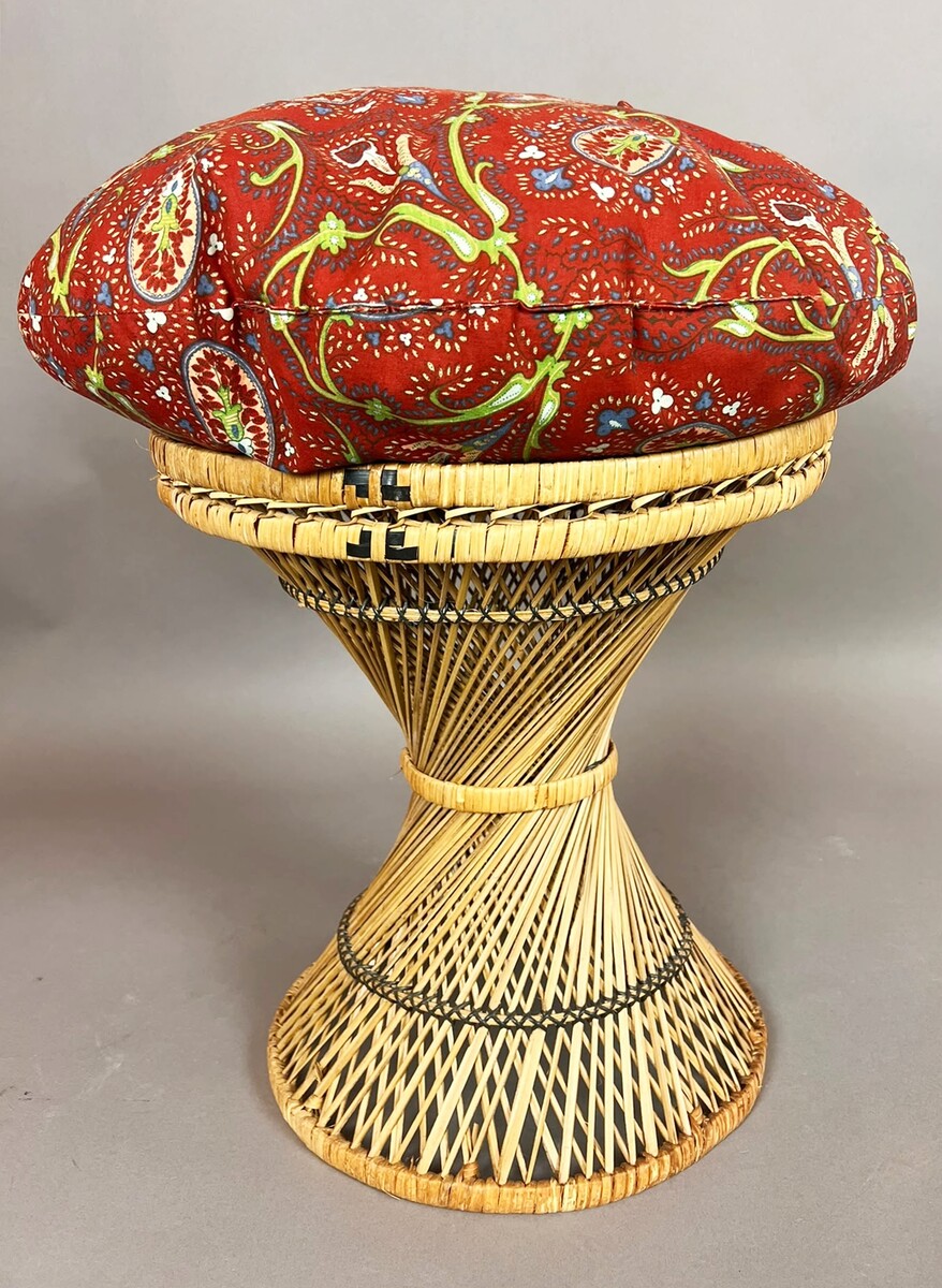  Emmanuelle Peacock Armchair with Ottoman, circa 1970