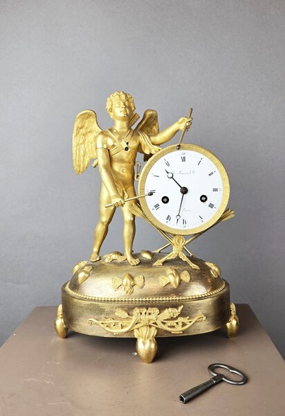 Empire gilt bronze mantel clock 