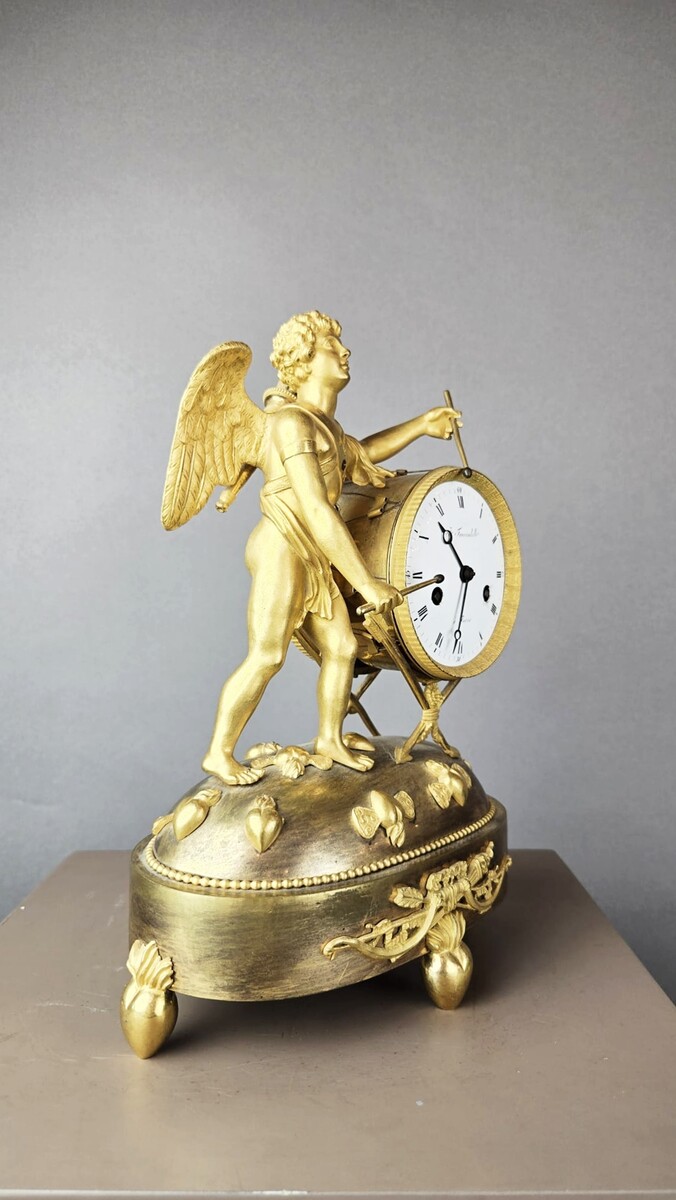 Empire gilt bronze mantel clock 