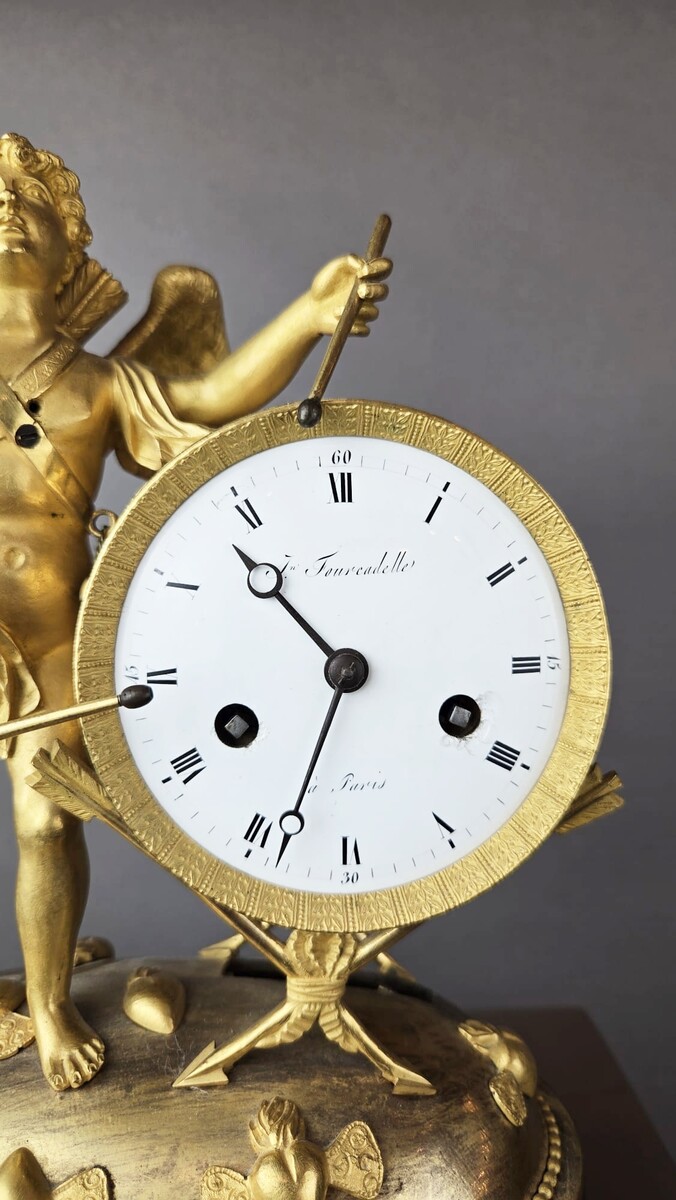 Empire gilt bronze mantel clock 