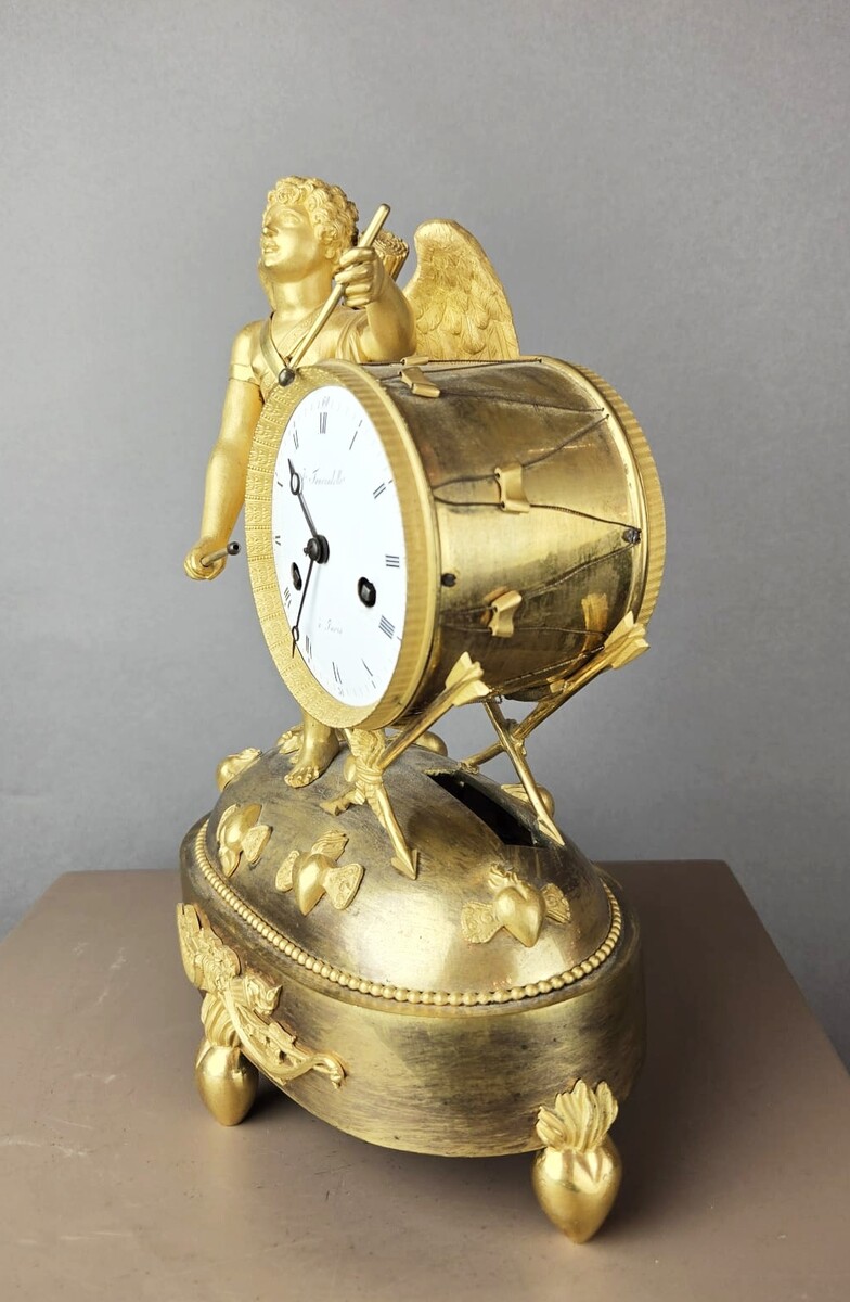 Empire gilt bronze mantel clock 