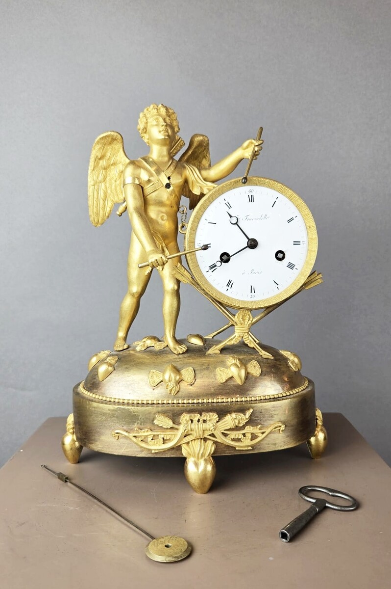 Empire gilt bronze mantel clock 