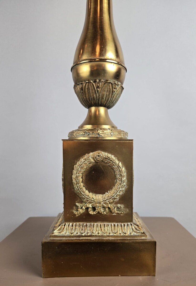 Empire style lamp base in bronze and brass, late 19th century
