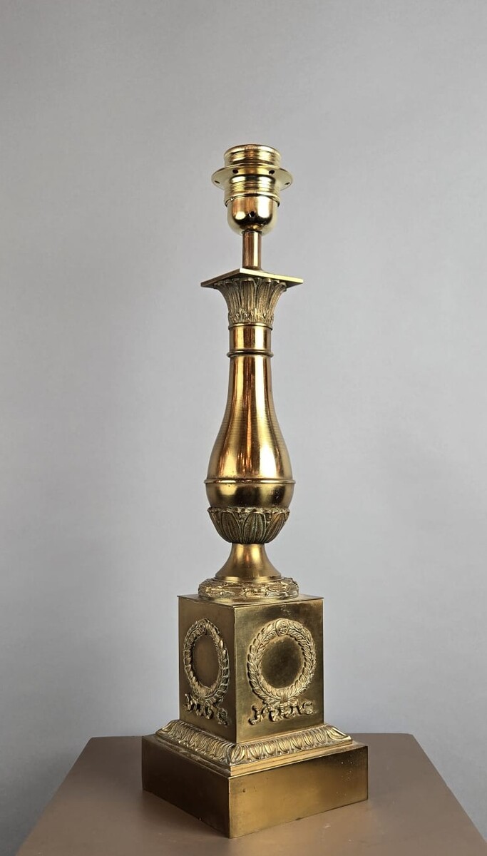 Empire style lamp base in bronze and brass, late 19th century