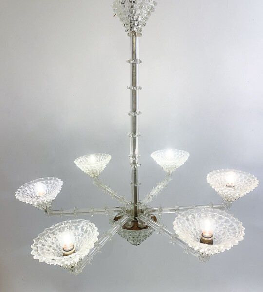 Ercole Barovier, chandelier with 6 arms of lights, Italy circa 1930