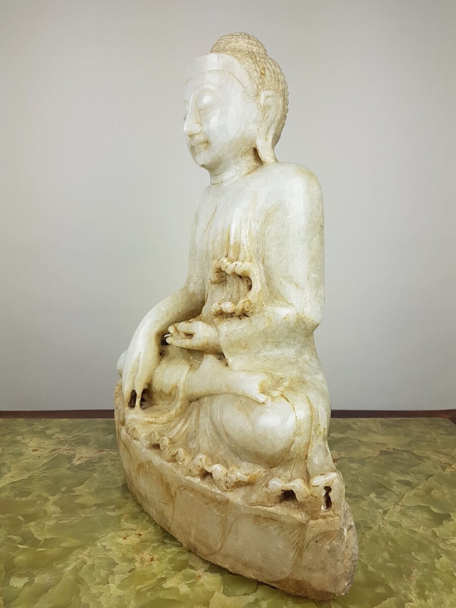 Finely carved stone Buddha, early 20th