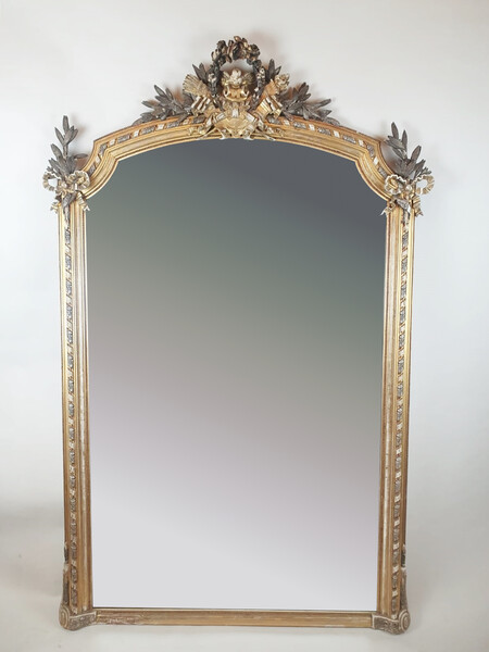 Fireplace mirror in wood and gilded stucco, 19th