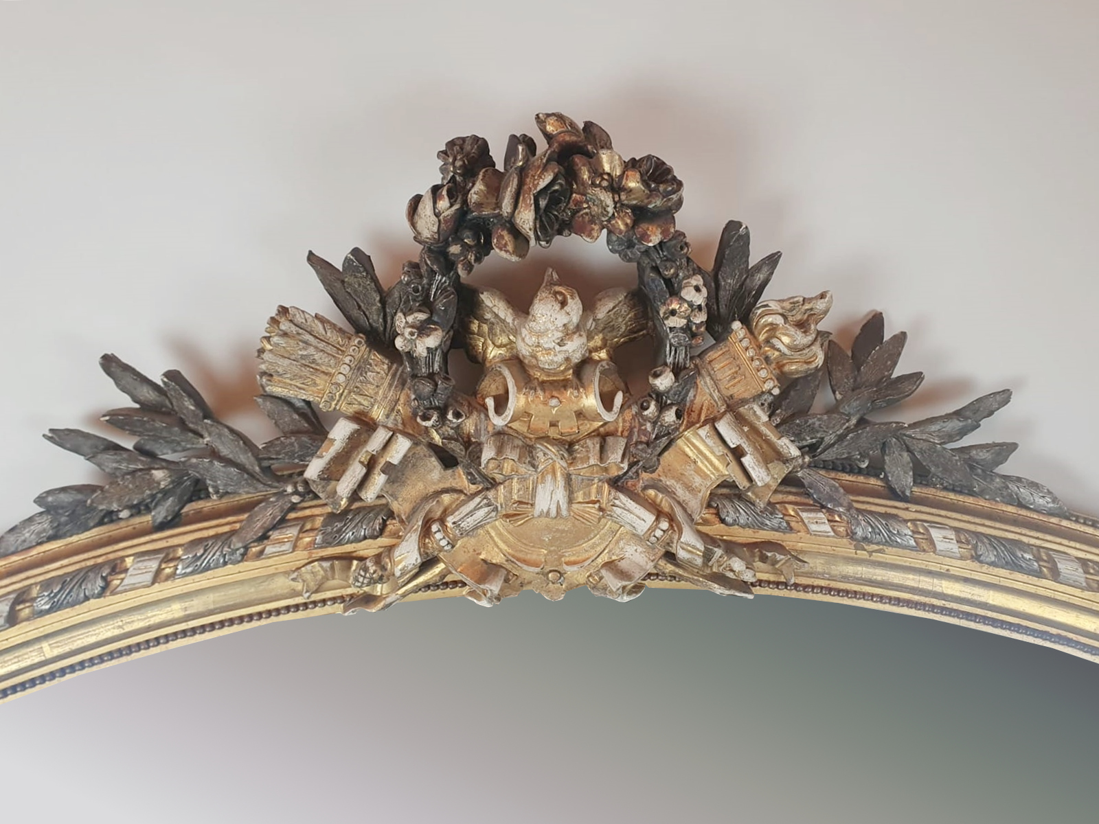 Fireplace mirror in wood and gilded stucco, 19th