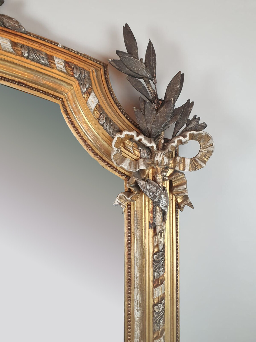 Fireplace mirror in wood and gilded stucco, 19th