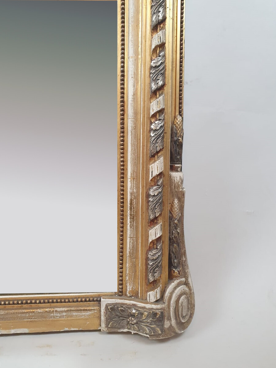 Fireplace mirror in wood and gilded stucco, 19th