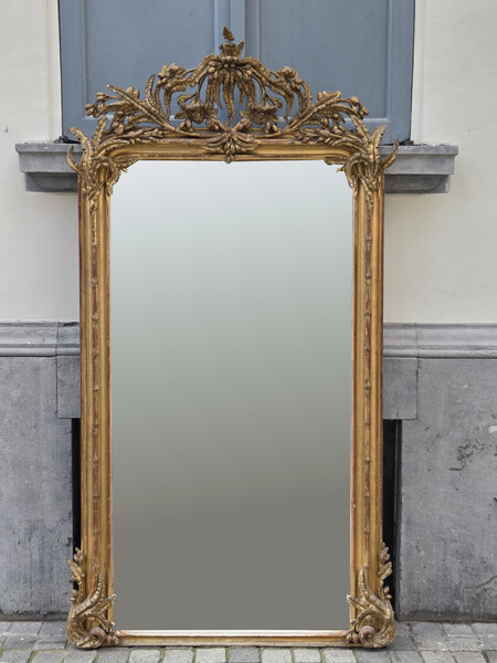Fireplace mirror in wood and gilded stucco, 19th