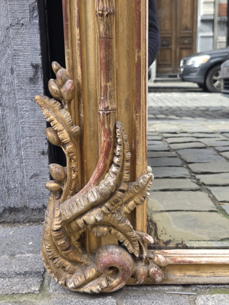 Fireplace mirror in wood and gilded stucco, 19th