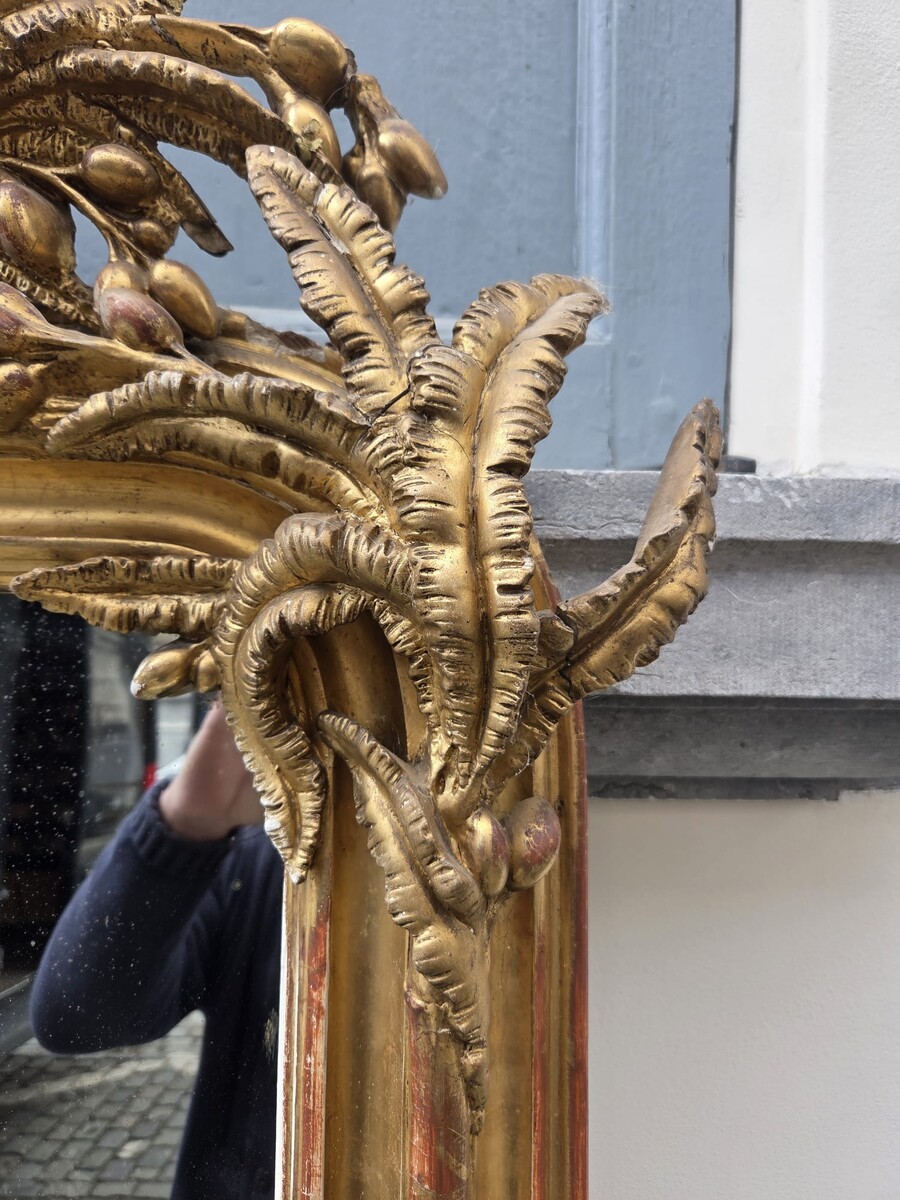Fireplace mirror in wood and gilded stucco, 19th