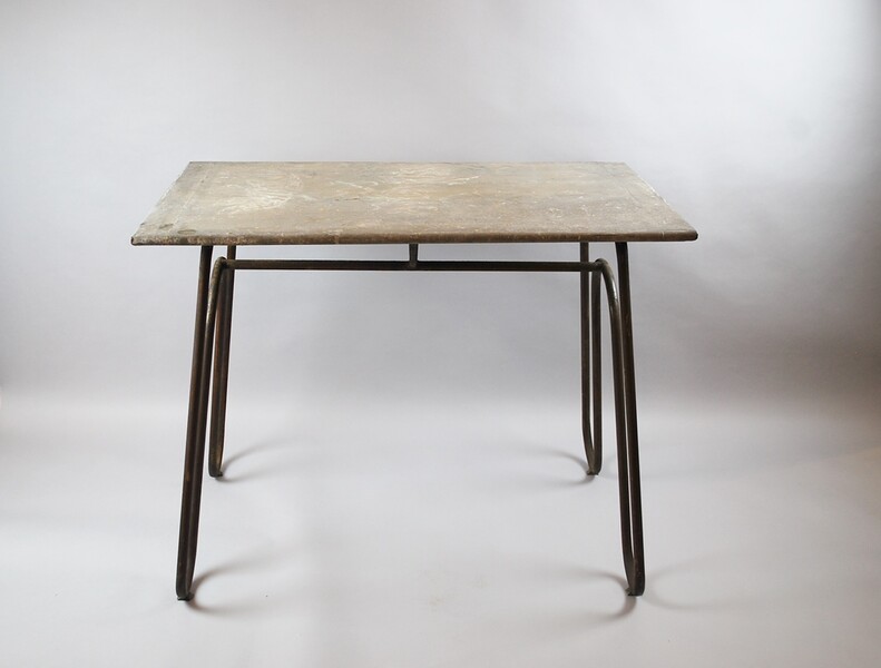 Florist's table, tubular iron and zinc top, circa 1950