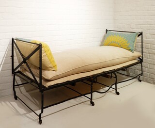 Foldable wrought iron Day bed 19th - New Upholstery