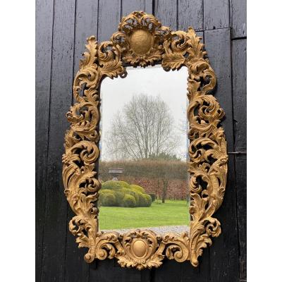 Frame In Carved And Gilded Wood Early Eighteenth Century On A Mirror Around 1900