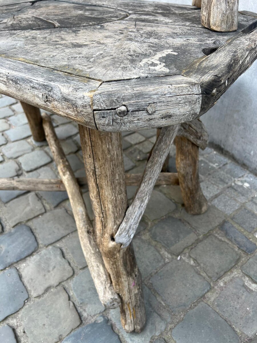 Garden set including table and 2 benches, early 20th