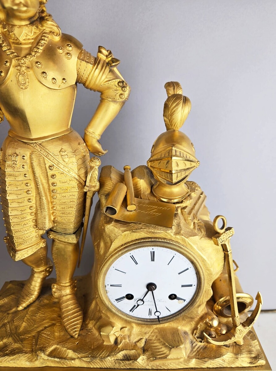 gilded bronze clock figuring the Admiral Michiel de Ruyter