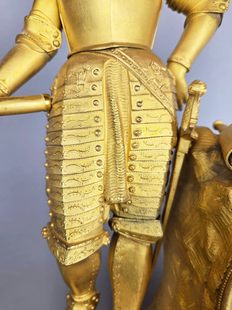 gilded bronze clock figuring the Admiral Michiel de Ruyter