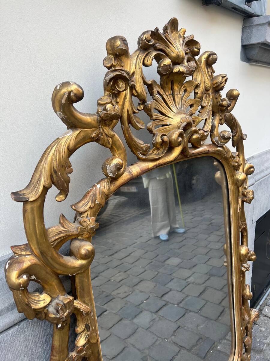 Gilded wood mantel mirror, 19th century