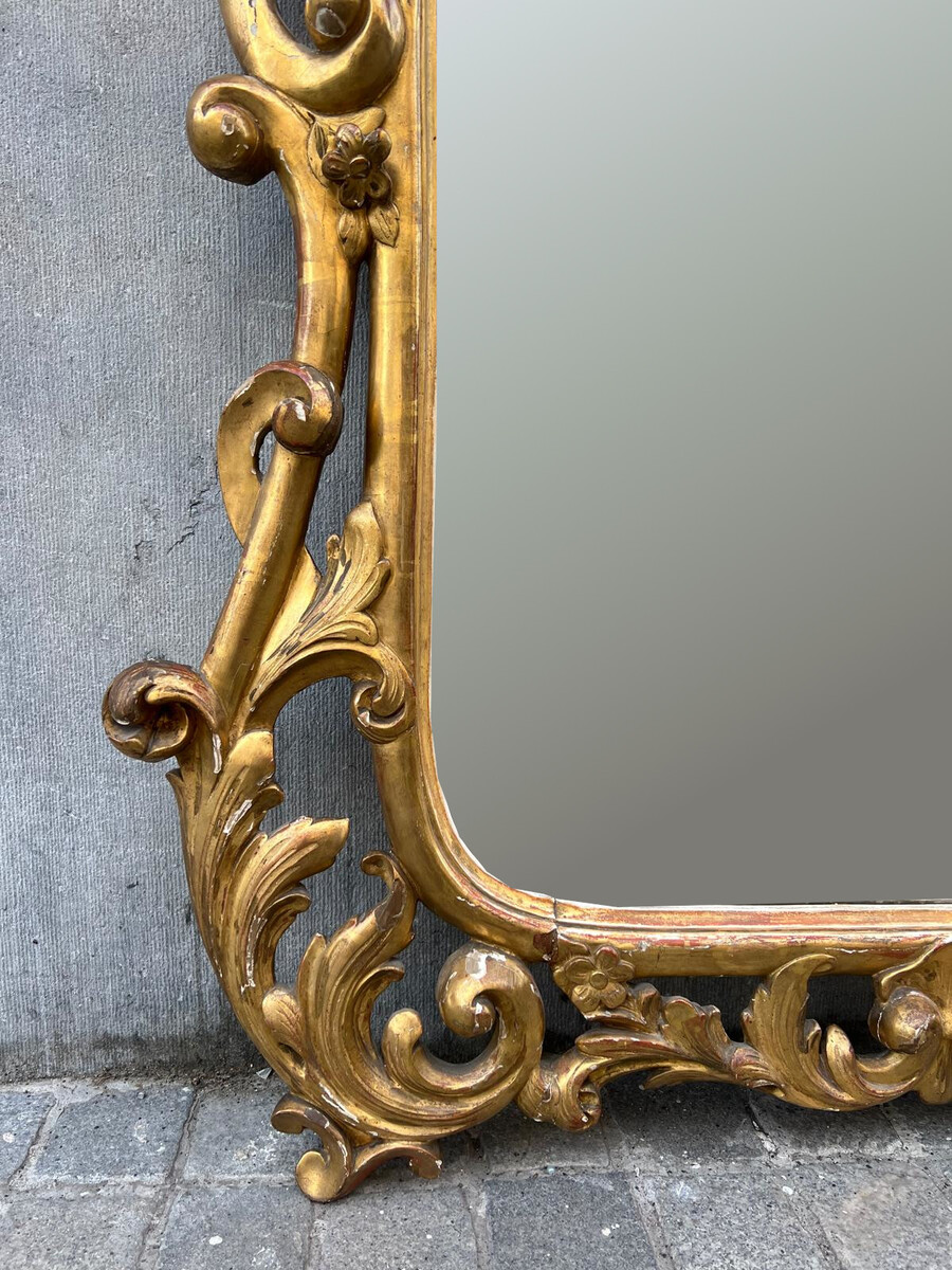 Gilded wood mantel mirror, 19th century