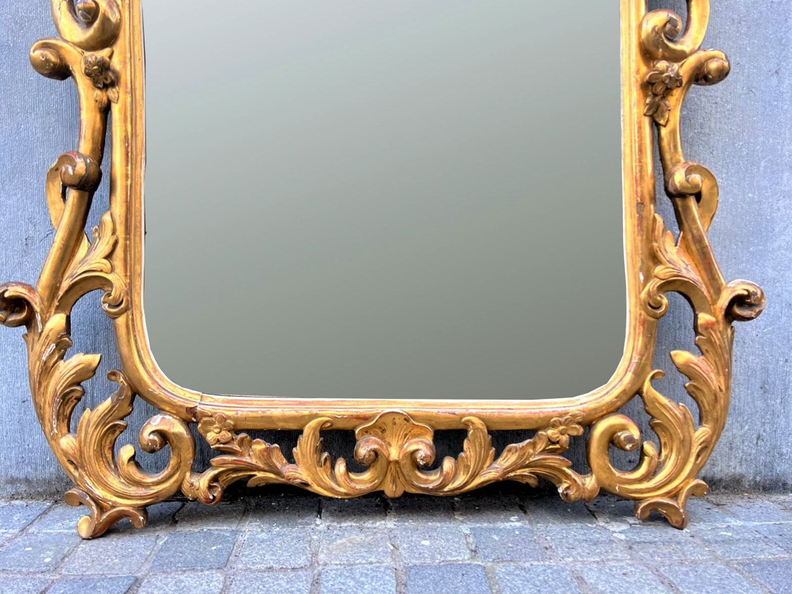 Gilded wood mantel mirror, 19th century