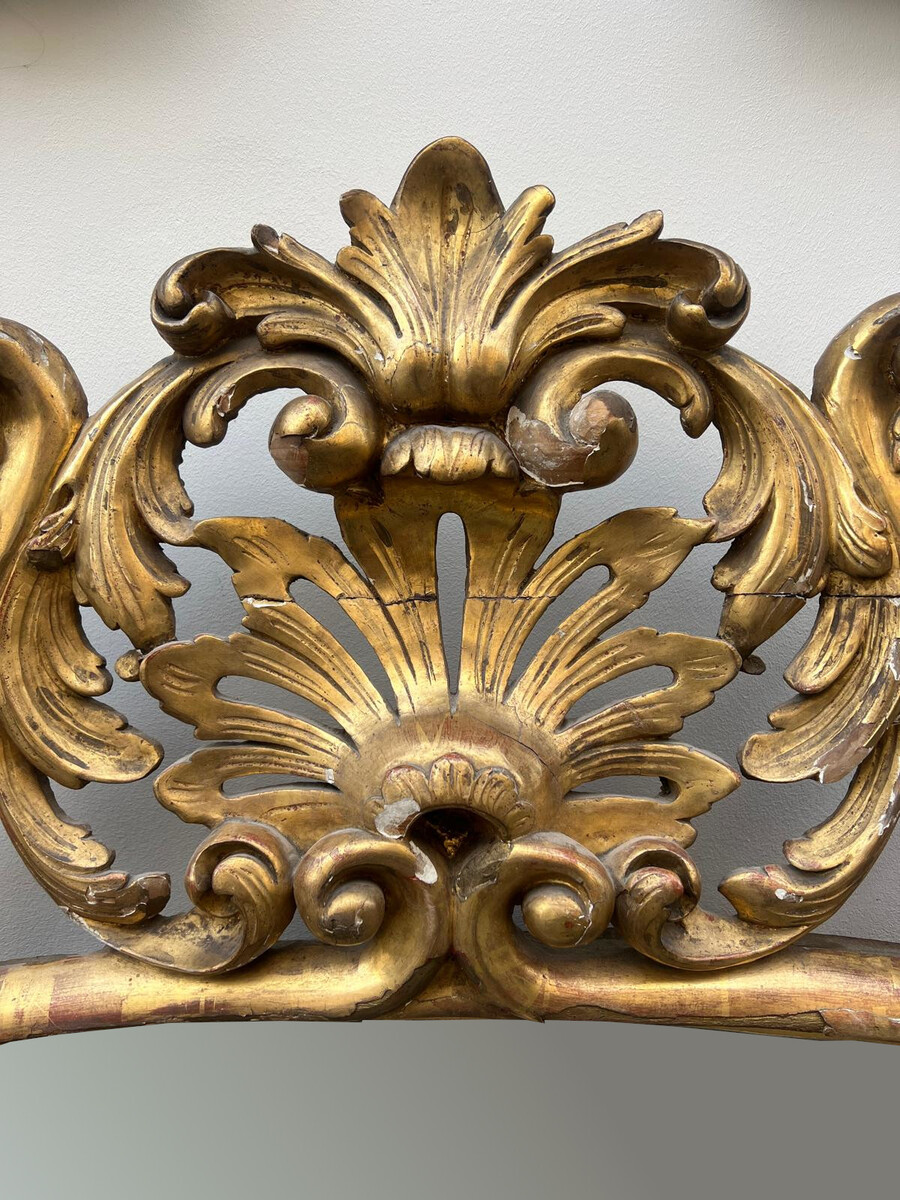 Gilded wood mantel mirror, 19th century