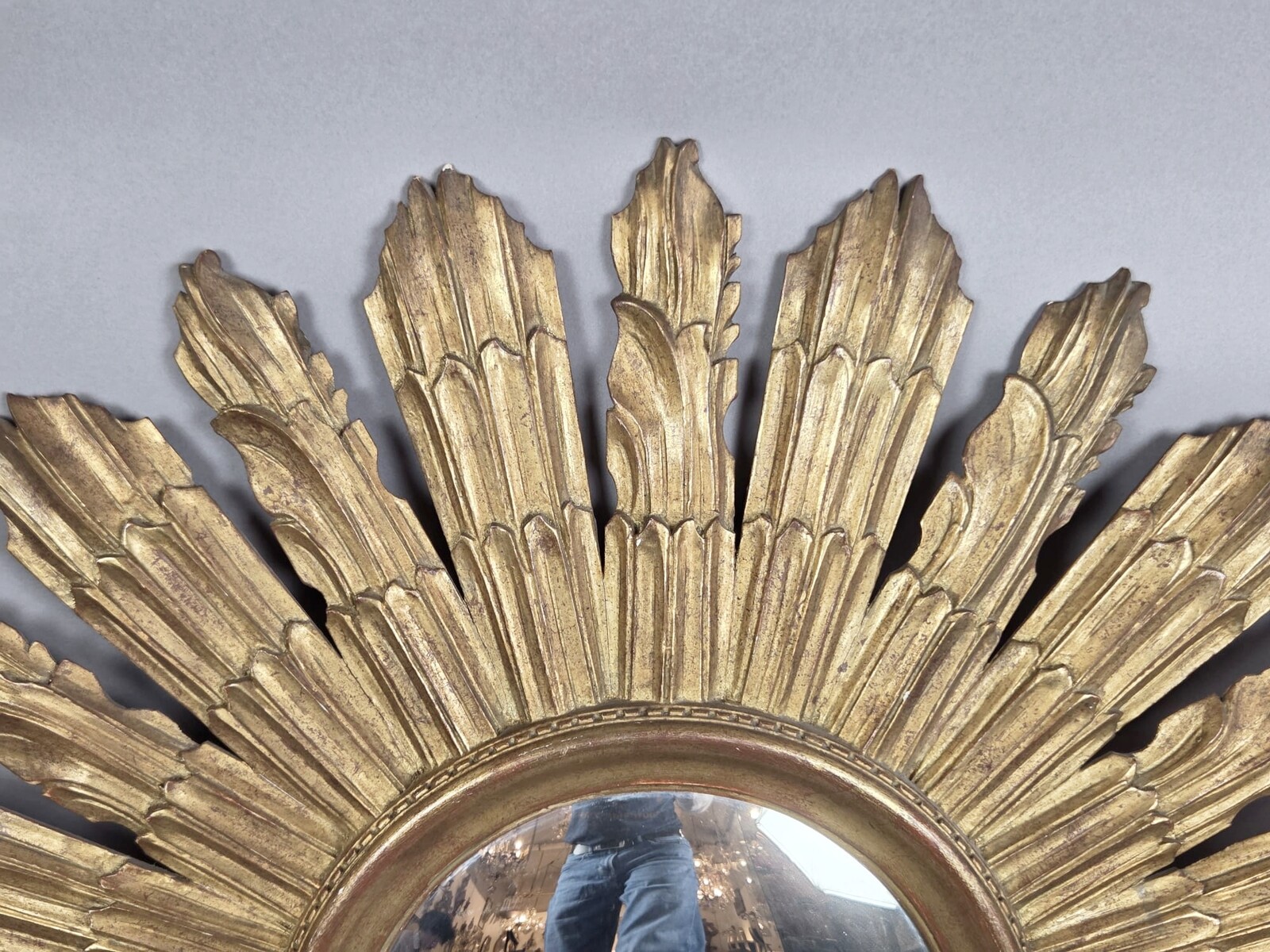 Gilded wood sunburst mirror, circa 1960
